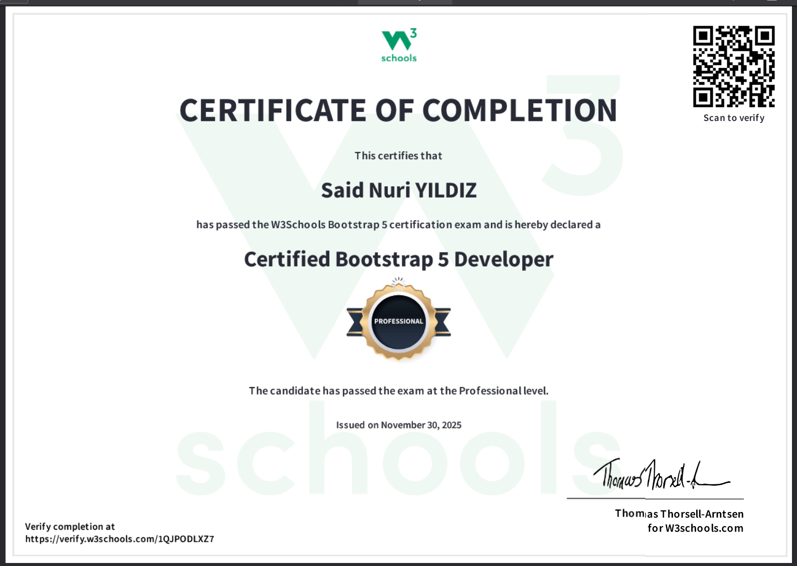 W3Schools Certified Bootstrap 5 Developer